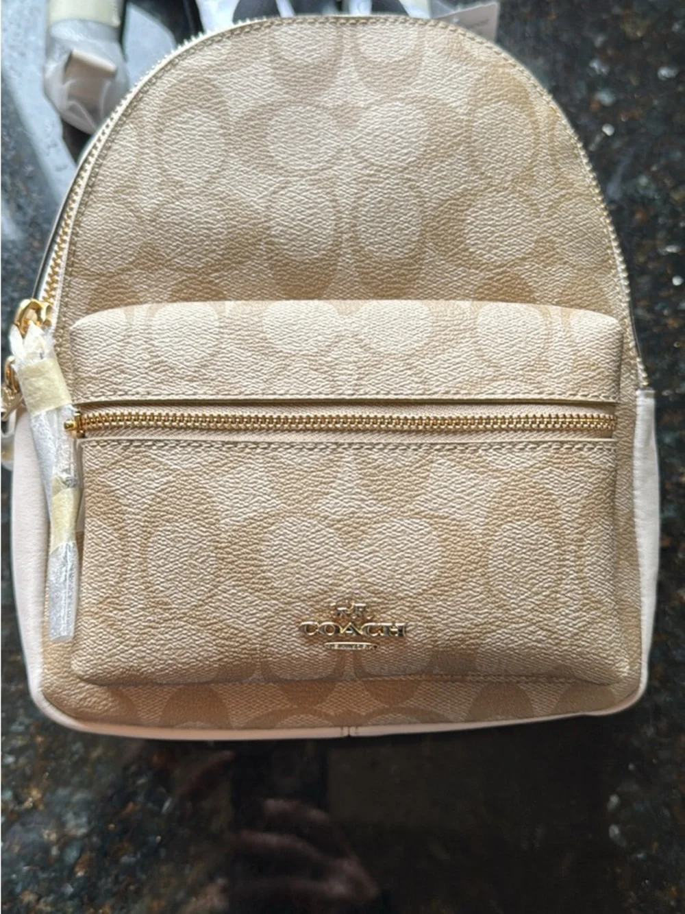 Coach Mini Backpack in Light Beige Signature Print - Picture 2 of 3